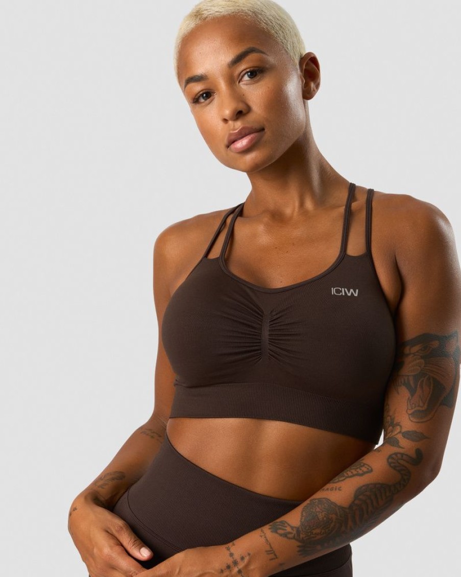 Dam ICIW Sport-Bh | Define Seamless Scrunch Sports Bra Dark Brown