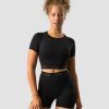 Dam ICIW Seamless | Define Seamless Logo T-Shirt Crop Top Black