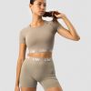 Dam ICIW Seamless | Define Seamless Logo T-Shirt Crop Top Taupe