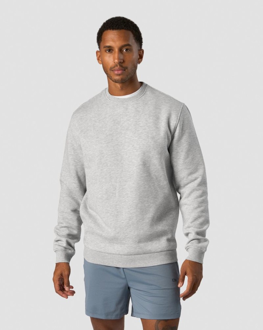 Herr ICIW Langarmat | Everyday Crewneck Side Logo Men Light Grey Melange