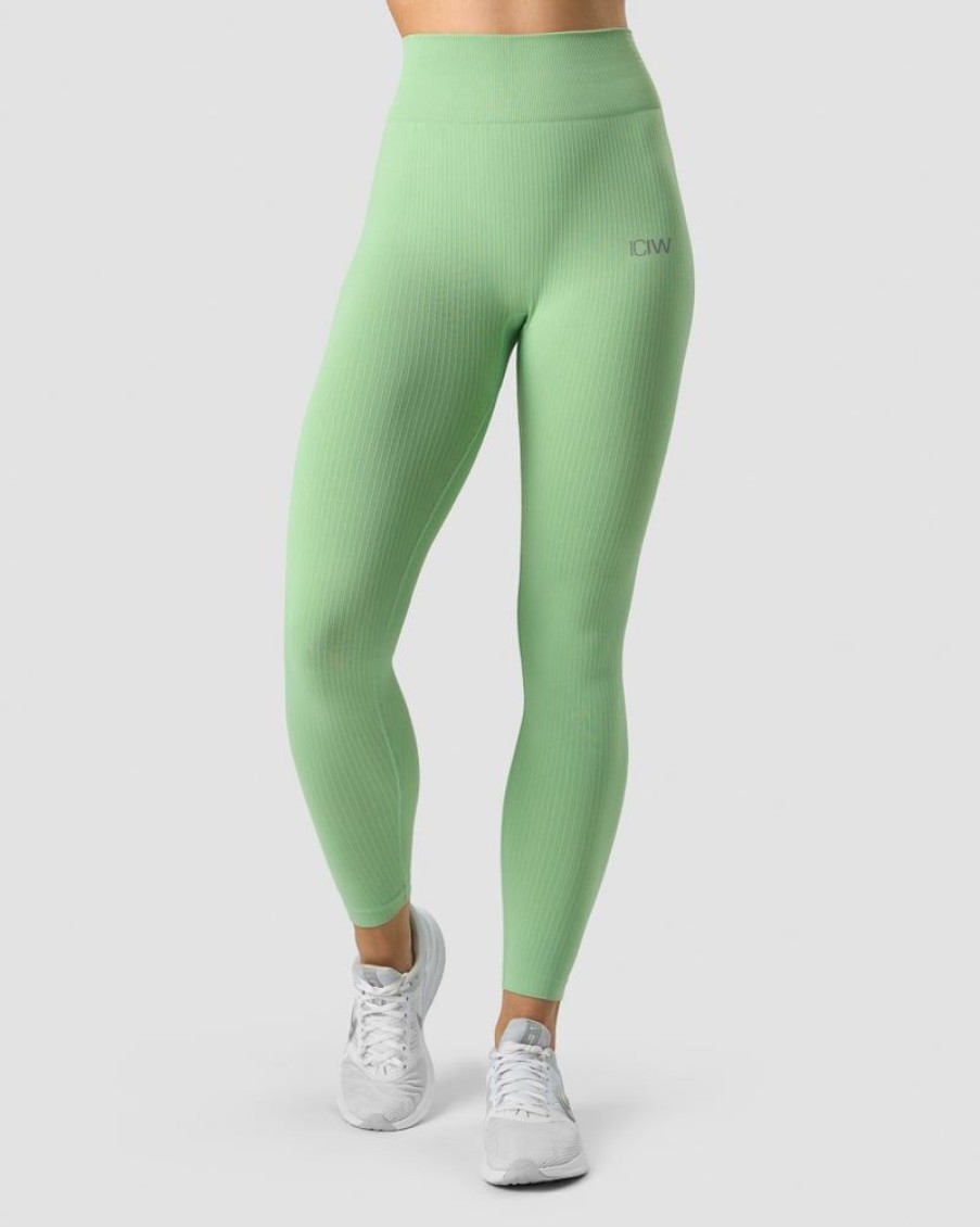 Dam ICIW Tights & Leggings | Ribbed Define Seamless Tights Spring Green