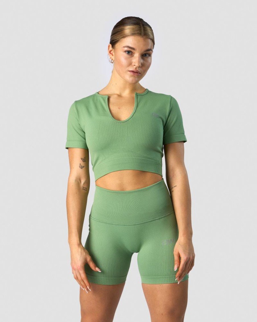 Dam ICIW Seamless | Ribbed Define Seamless Cropped T-Shirt Light Green