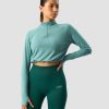 Dam ICIW Langarmat | Define Cropped 1/4 Zip Adjustable Mineral Green