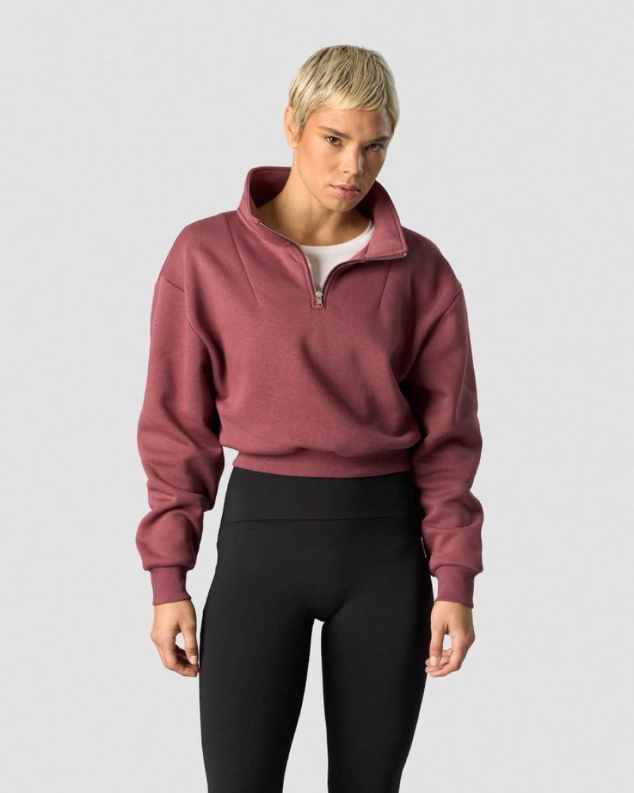 Dam ICIW Langarmat | Nimble Cropped 1/4 Zip Wild Berry