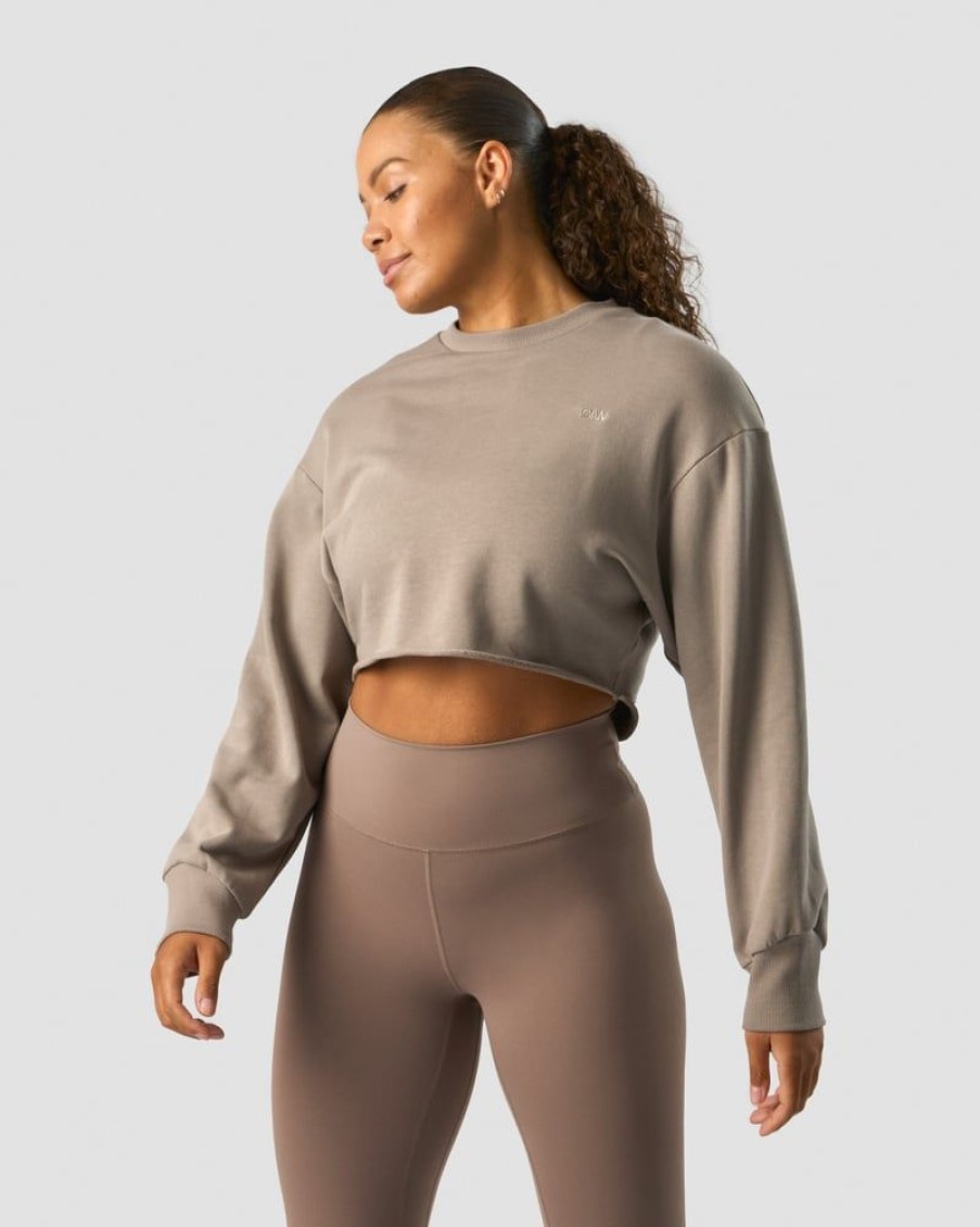 Dam ICIW Langarmat | Nimble Cropped Crewneck Greige