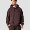 Herr ICIW Langarmat | Everyday Relaxed Hoodie Center Logo Men Burgundy