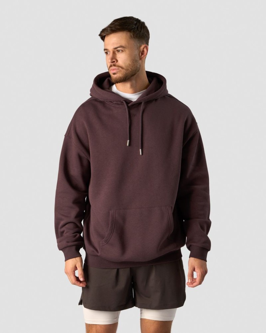 Herr ICIW Langarmat | Everyday Relaxed Hoodie Center Logo Men Burgundy