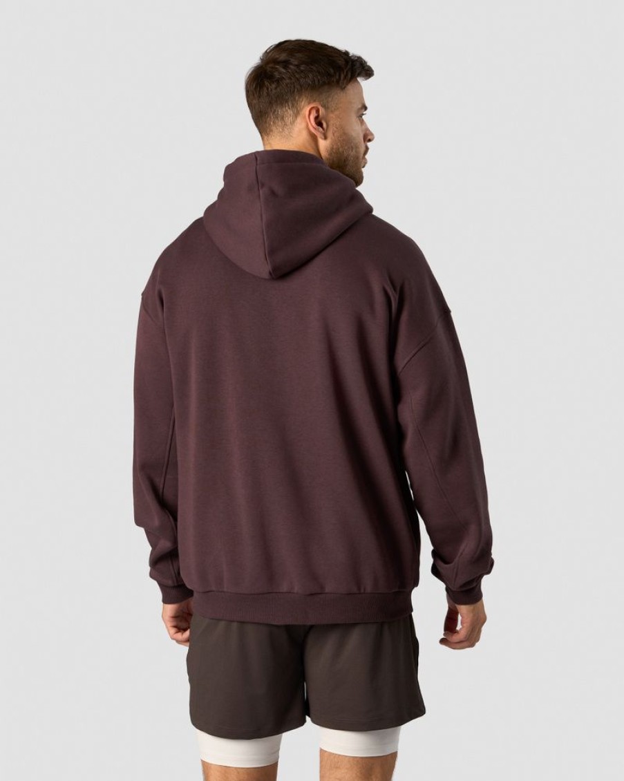 Herr ICIW Langarmat | Everyday Relaxed Hoodie Center Logo Men Burgundy