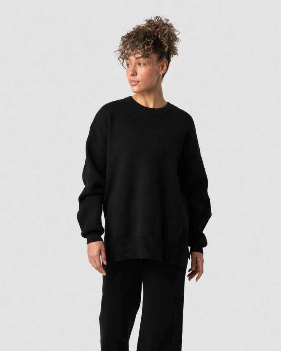 Dam ICIW Langarmat | Soft Knit Oversized Crewneck Black