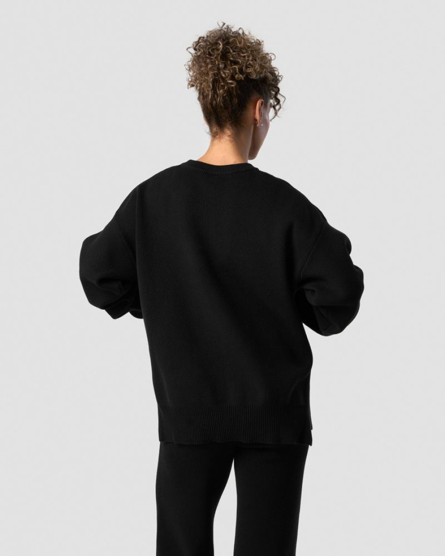 Dam ICIW Langarmat | Soft Knit Oversized Crewneck Black