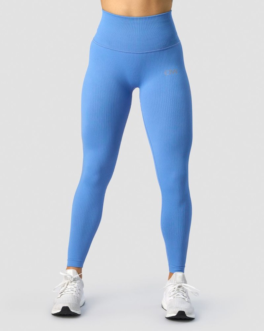 Dam ICIW Tights & Leggings | Ribbed Define Seamless Pocket Tights Pacific Blue