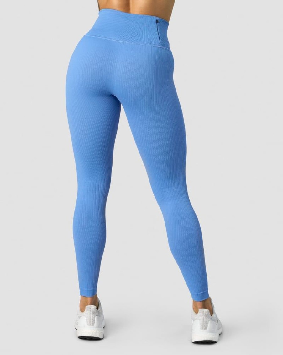 Dam ICIW Tights & Leggings | Ribbed Define Seamless Pocket Tights Pacific Blue