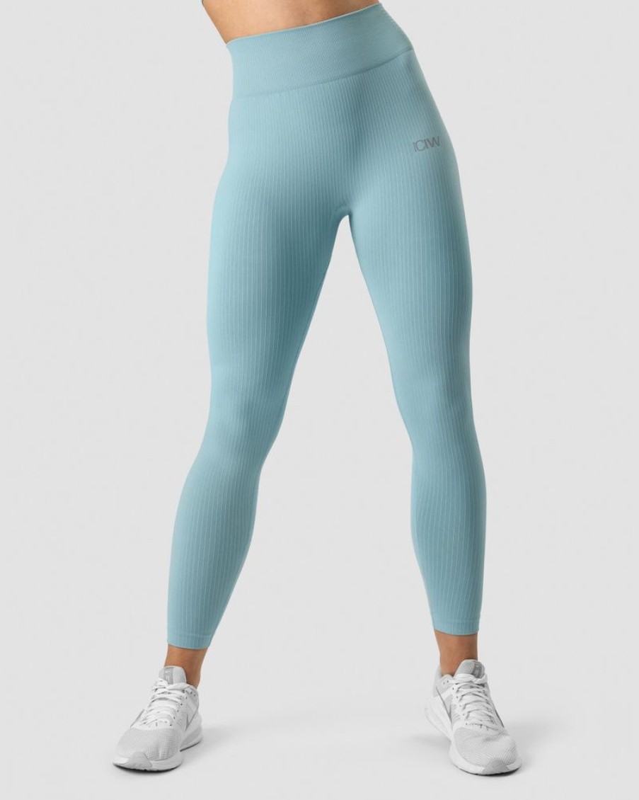 Dam ICIW Tights & Leggings | Ribbed Define Seamless Tights Pale Blue