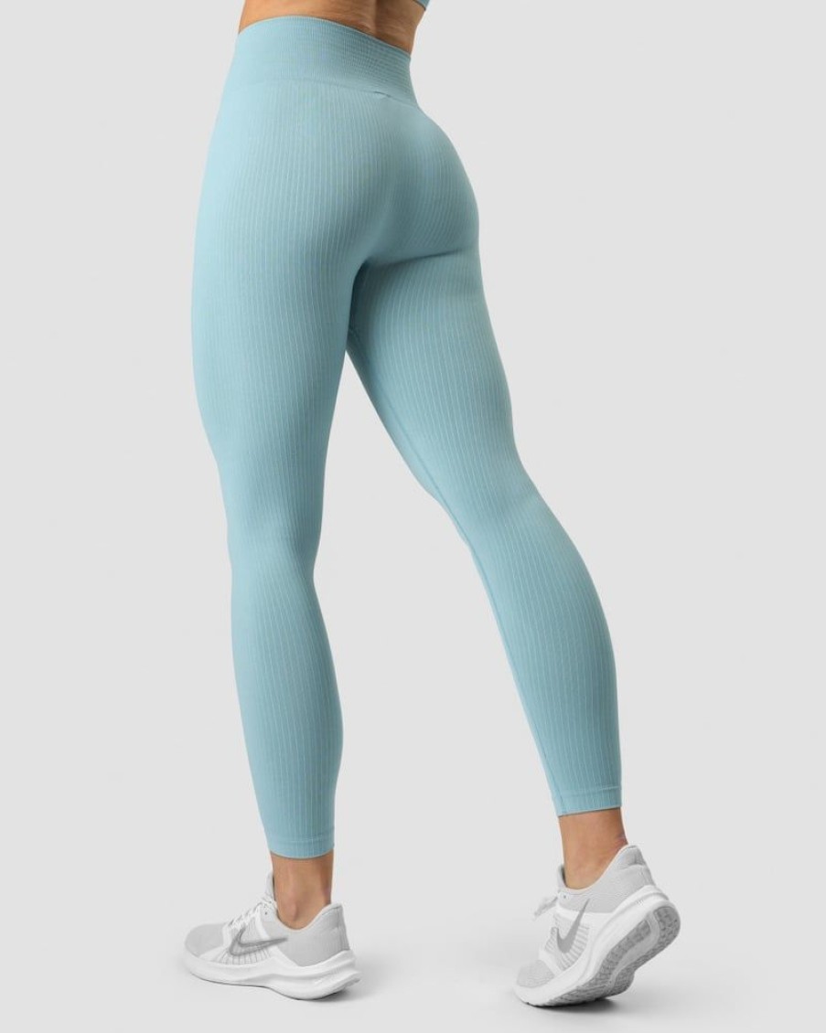 Dam ICIW Tights & Leggings | Ribbed Define Seamless Tights Pale Blue