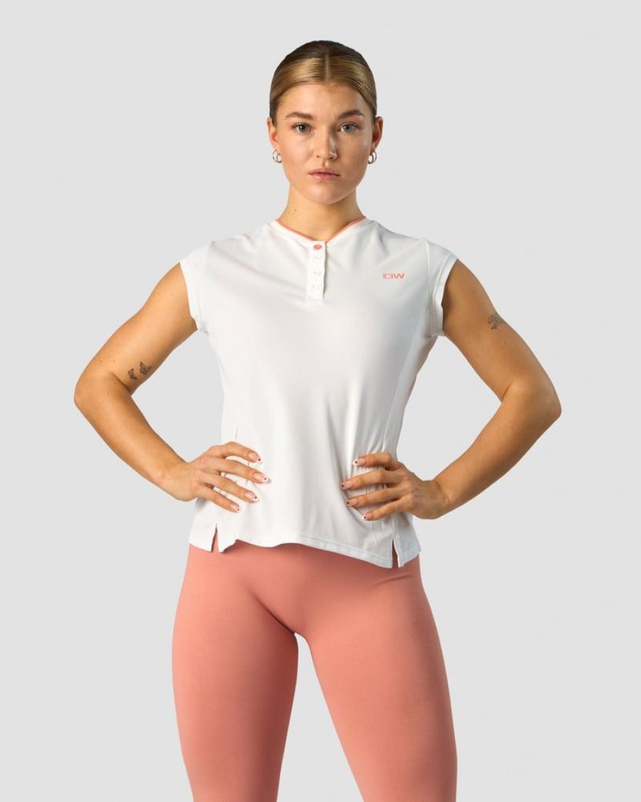 Dam ICIW T-Shirts | Training Pique Polo White/Coral Wmn