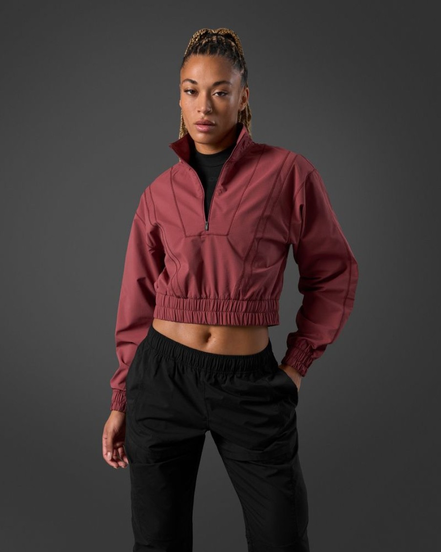 Dam ICIW Langarmat | Reboot Cropped 1/4 Zip Brick Red