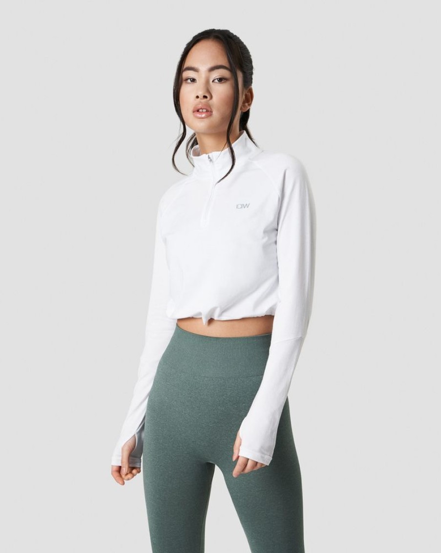 Dam ICIW Langarmat | Define Cropped 1/4 Zip Adjustable White