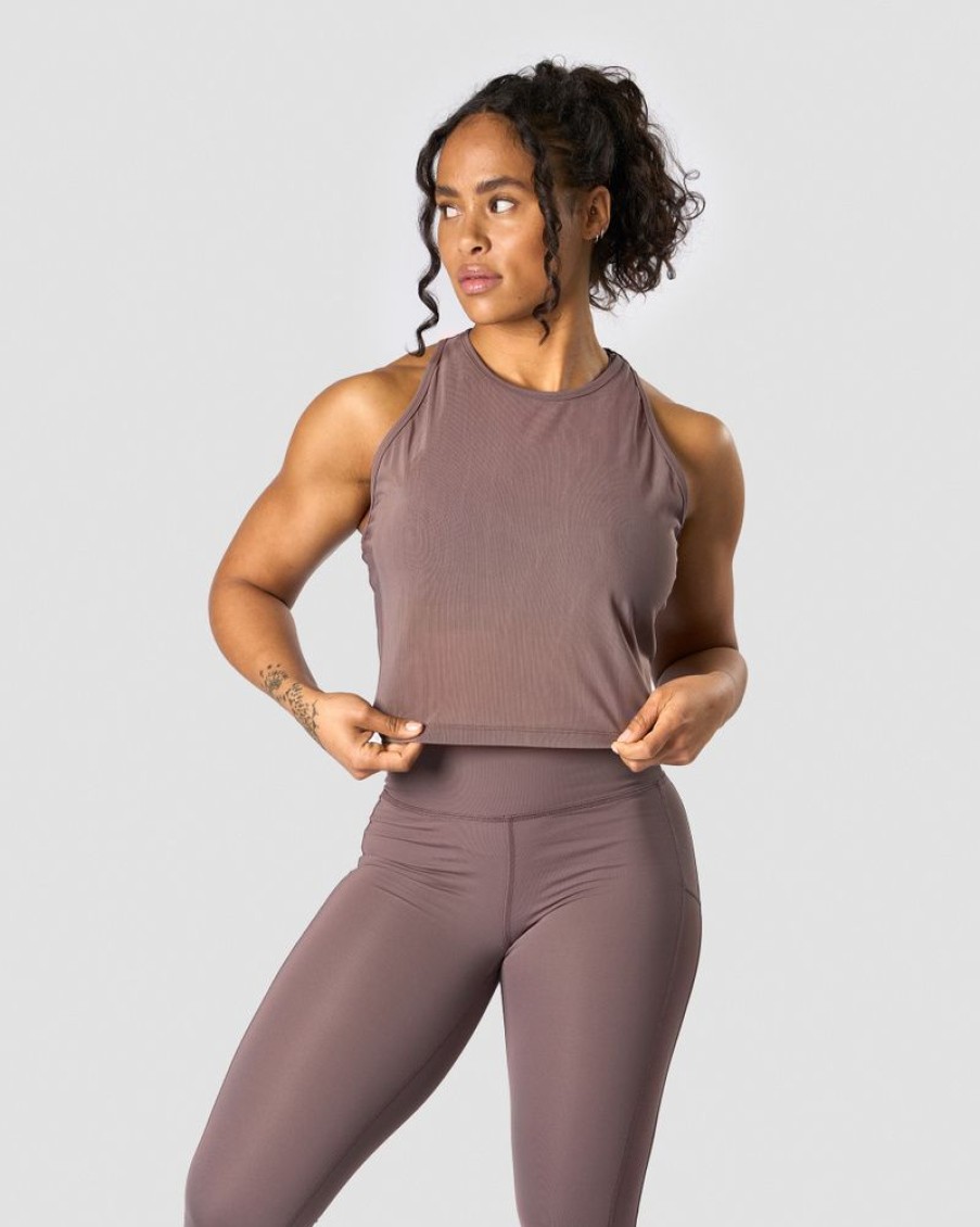 Dam ICIW Traningslinnen | Revive Mesh Cropped Tank Top Wmn Dusty Brown