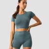 Dam ICIW Seamless | Define Seamless Logo T-Shirt Crop Top Jungle Green