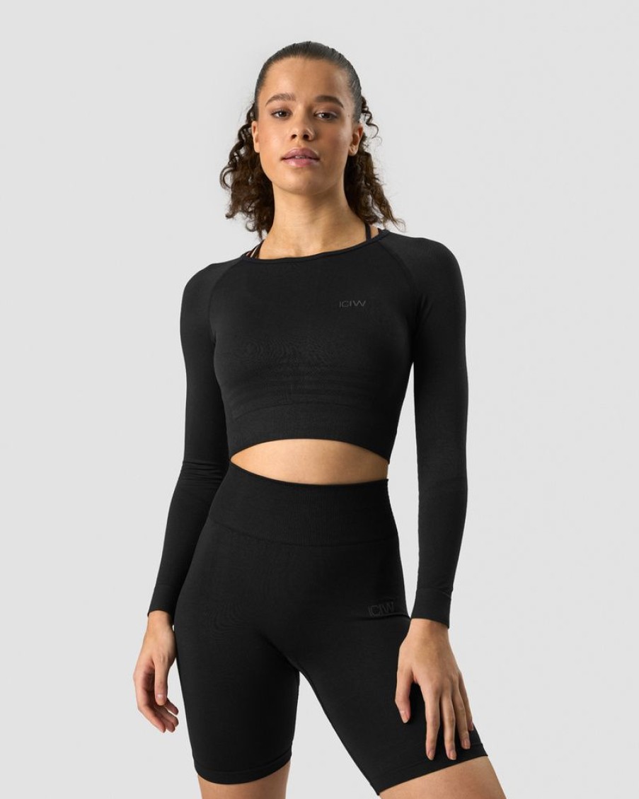 Dam ICIW Seamless | Define Seamless Ls Crop Top Black/Black