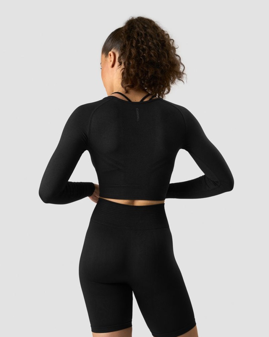 Dam ICIW Seamless | Define Seamless Ls Crop Top Black/Black