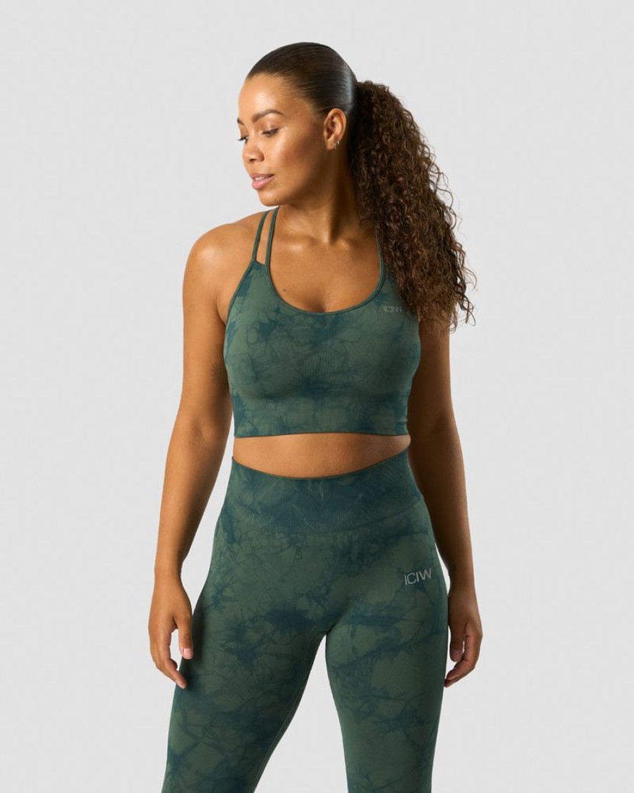 Dam ICIW Sport-Bh | Define Seamless Tie Dye Sports Bra Dark Green