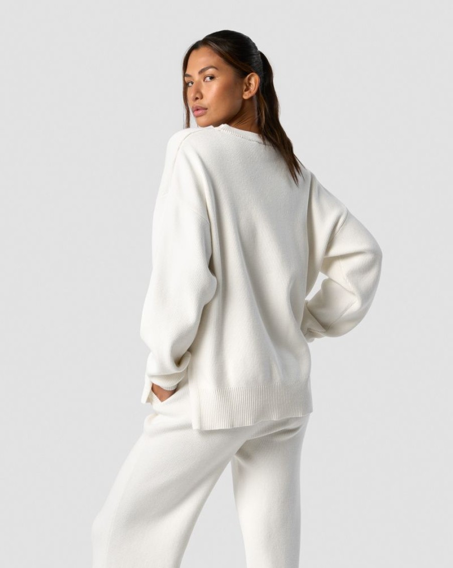 Dam ICIW Langarmat | Soft Knit Oversized Crewneck White