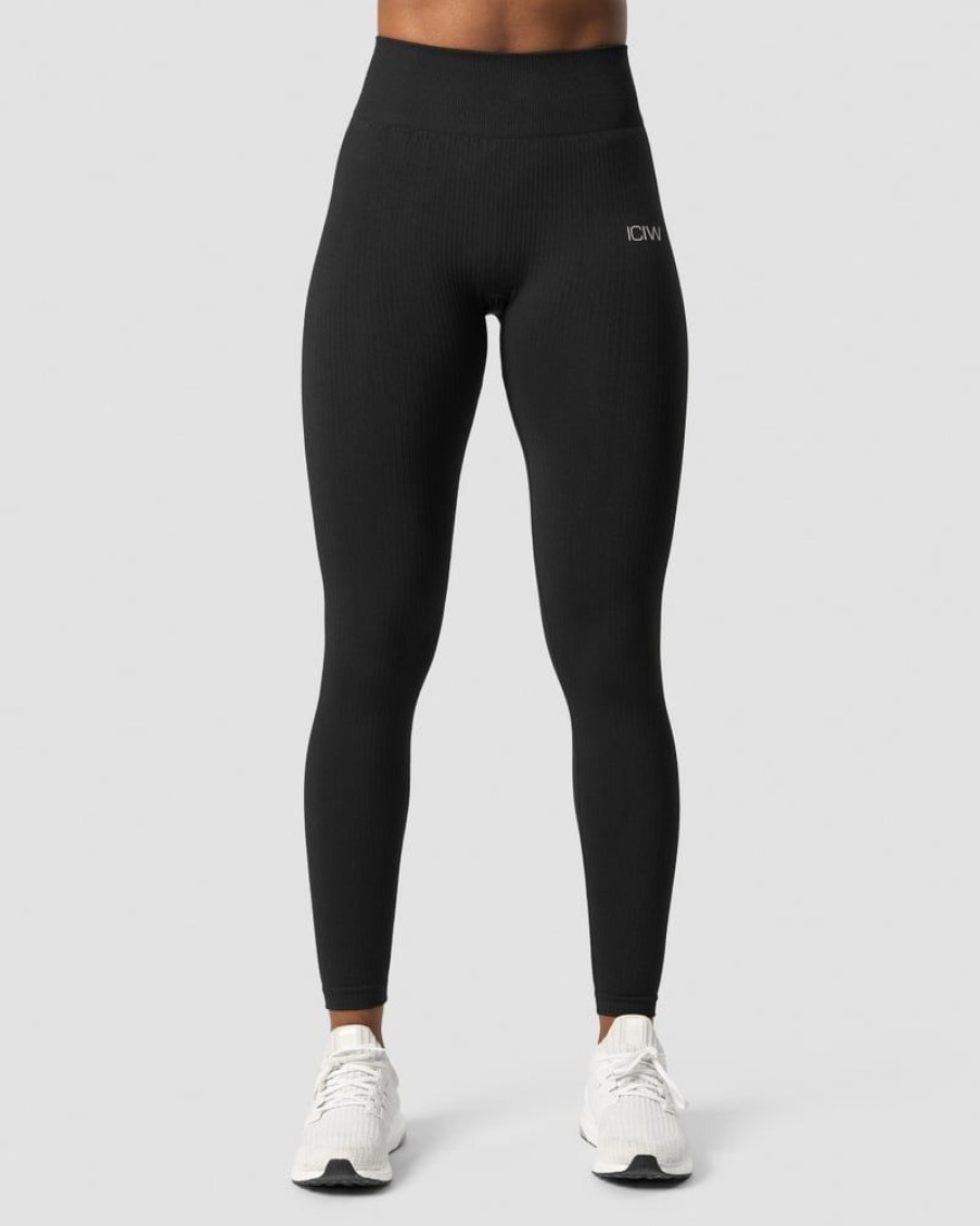 Dam ICIW Tights & Leggings | Ribbed Define Seamless Tights Black