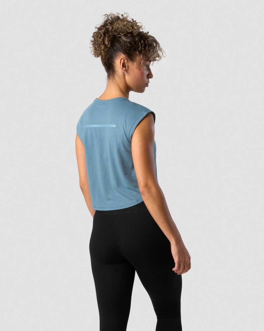 Dam ICIW Traningslinnen | Stride Cropped Tank Wmn Steel Blue