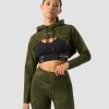 Dam ICIW Langarmat | Ultimate Training Cropped Hoodie Green Camo