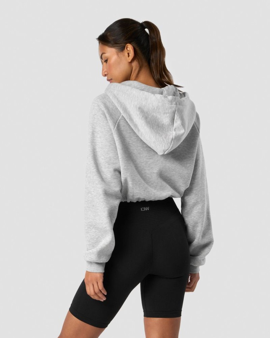 Dam ICIW Langarmat | Everyday Cropped Hoodie Wmn Light Grey Melange