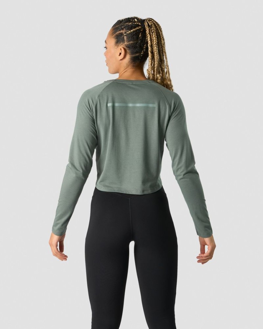 Dam ICIW Langarmat | Stride Cropped Long Sleeve Wmn Sea Green