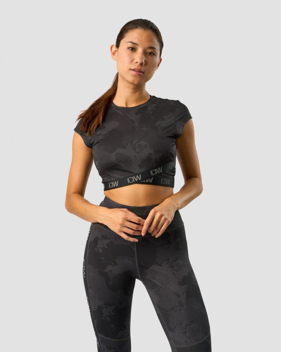 Dam ICIW T-Shirts | Ultimate Training Cropped T-Shirt Black Camo