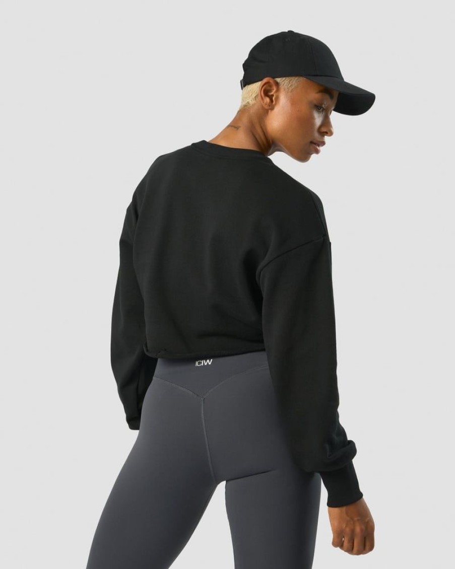 Dam ICIW Langarmat | Nimble Cropped Crewneck Black