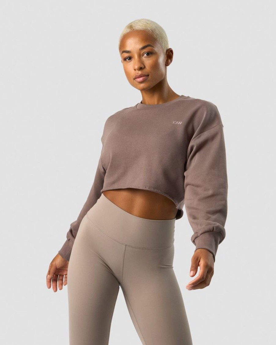 Dam ICIW Langarmat | Nimble Cropped Crewneck Dusty Brown