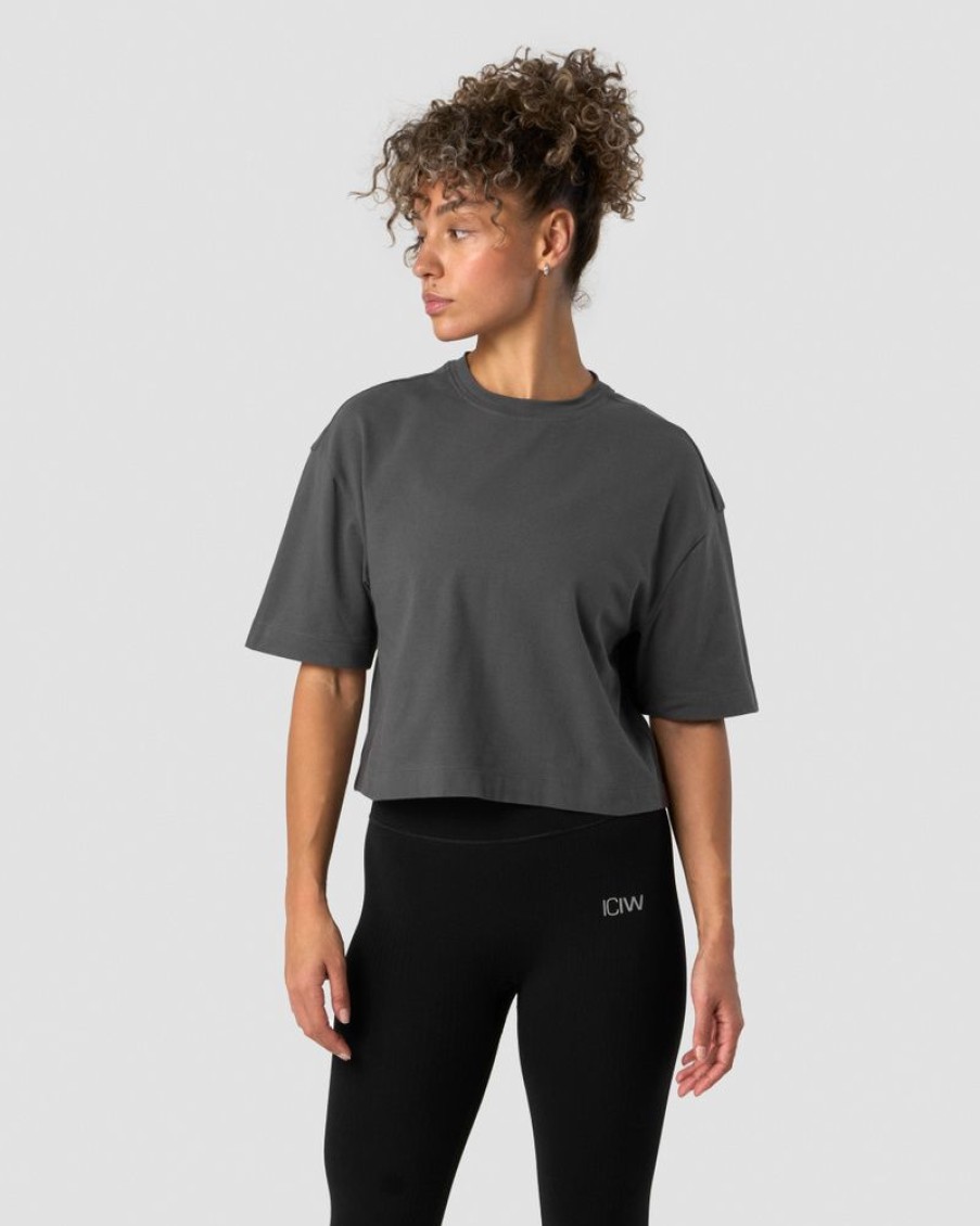 Dam ICIW T-Shirts | Everyday Cotton Cropped T-Shirt Dark Grey