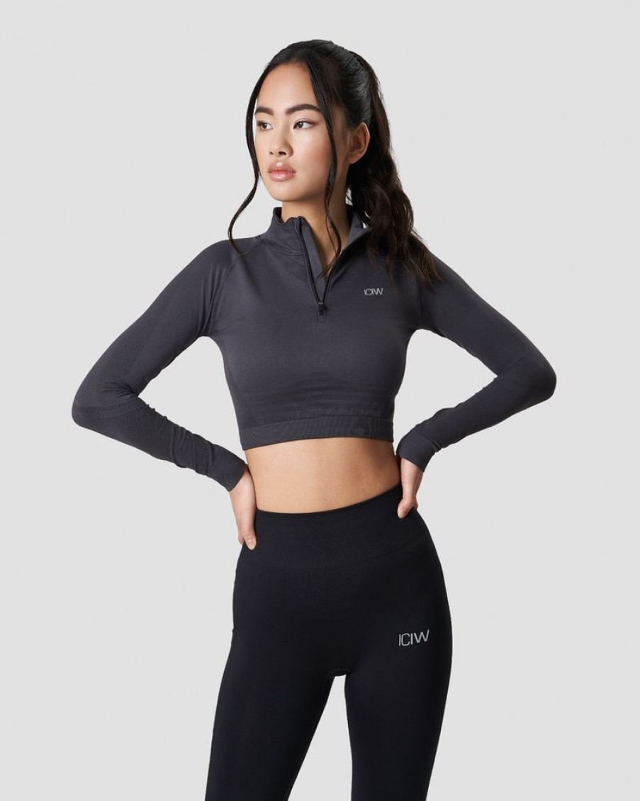 Dam ICIW Langarmat | Define Cropped 1/4 Zip Graphite